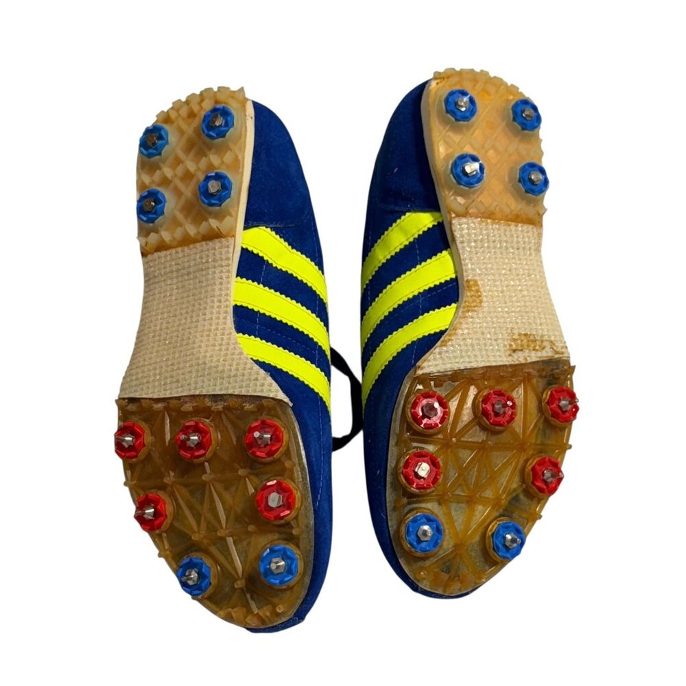 Vintage  70's Adidas 5202 adiSTAR 2000 Soccer Cleats 7.5 Blue/Yellow Unworn Rare - Picture 9 of 16